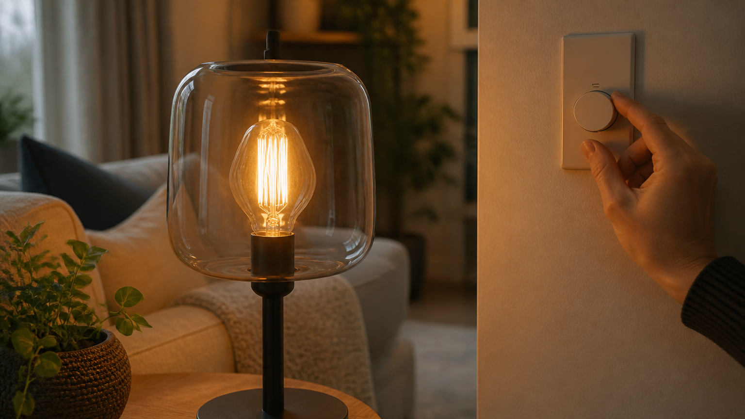 Stmievateľná LED žiarovka v stolnej lampe