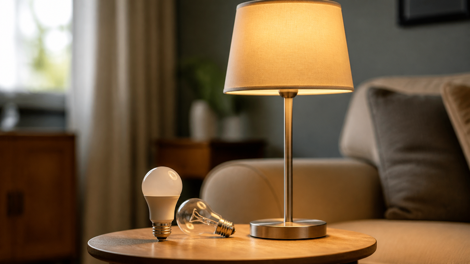 Porovnanie klasickej a LED žiarovky v stolnej lampe