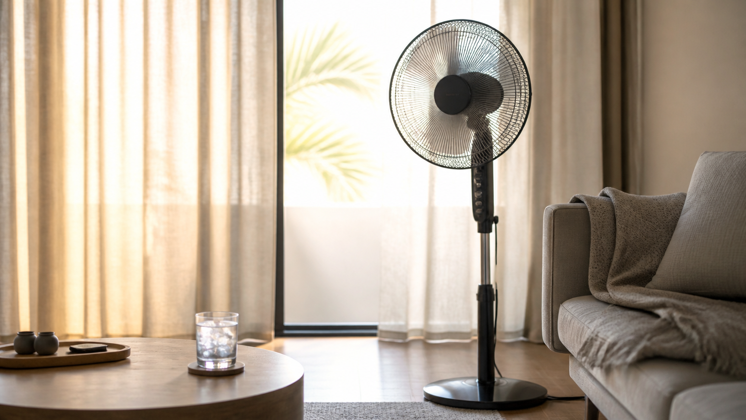 Ventilátor v obývačke počas horúčavy
