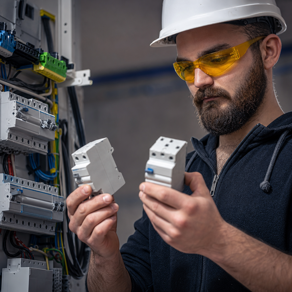 Elektrikár vyberá vhodný prúdový chránič